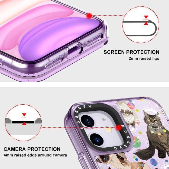 Space Cat Glitter Phone Case - iPhone 11 Case - MOSNOVO