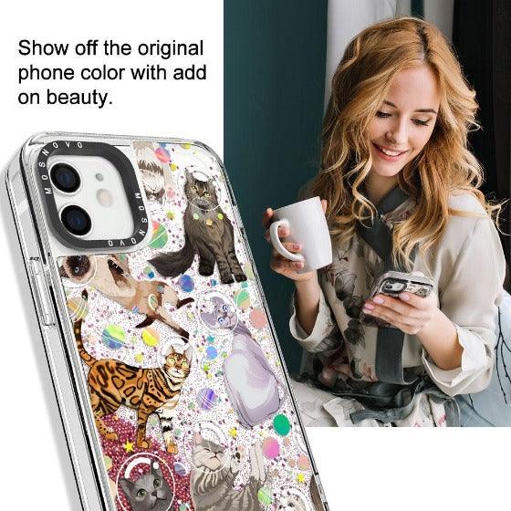 Space Cat Glitter Phone Case - iPhone 12 Case - MOSNOVO