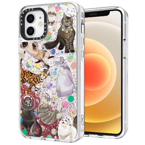 Space Cat Glitter Phone Case - iPhone 12 Mini Case - MOSNOVO