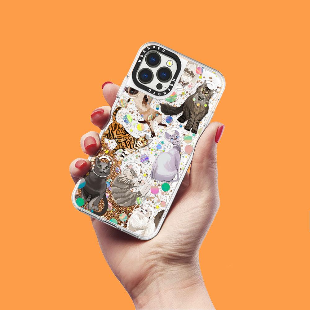 Space Cat Glitter Phone Case - iPhone 13 Pro Max Case - MOSNOVO
