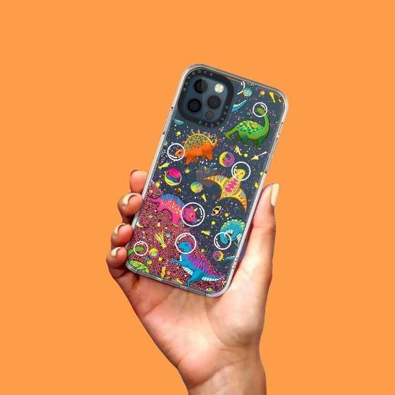 Space Dinosaur Glitter Phone Case - iPhone 12 Pro Max Case - MOSNOVO