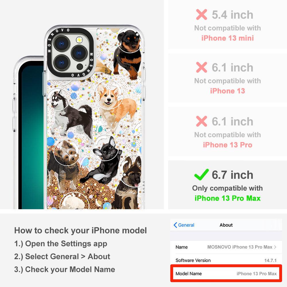 Space Dog Glitter Phone Case - iPhone 13 Pro Max Case - MOSNOVO