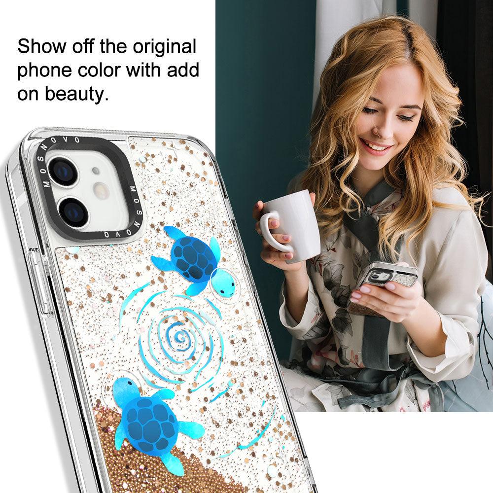 Space Turtle Glitter Phone Case - iPhone 12 Case - MOSNOVO
