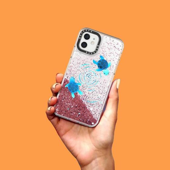 Space Turtle Glitter Phone Case - iPhone 12 Mini Case - MOSNOVO