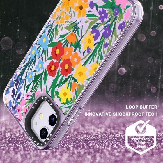 Spring Botanical Flower Floral Glitter Phone Case - iPhone 11 Case - MOSNOVO