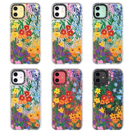 Spring Botanical Flower Floral Glitter Phone Case - iPhone 11 Case - MOSNOVO