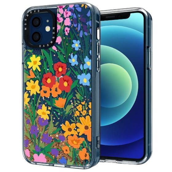 Spring Botanical Flower Floral Glitter Phone Case - iPhone 12 Case - MOSNOVO