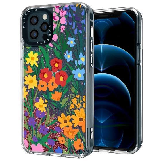 Spring Botanical Flower Floral Glitter Phone Case - iPhone 12 Pro Max Case - MOSNOVO