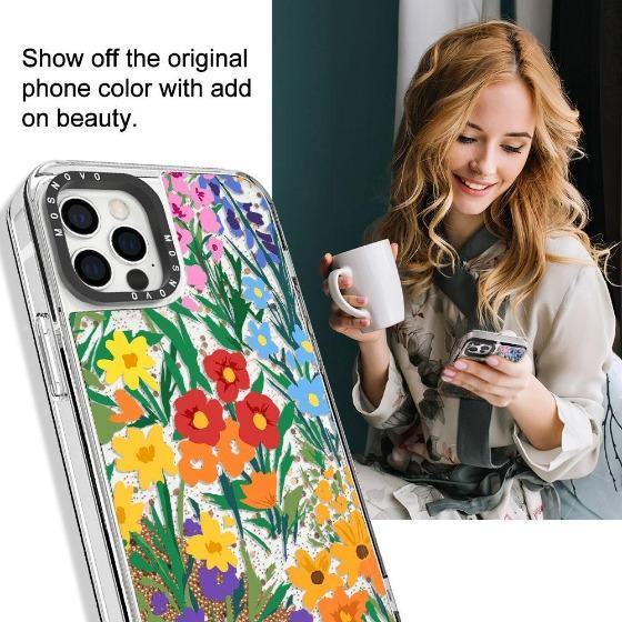 Spring Botanical Flower Floral Glitter Phone Case - iPhone 12 Pro Max Case - MOSNOVO