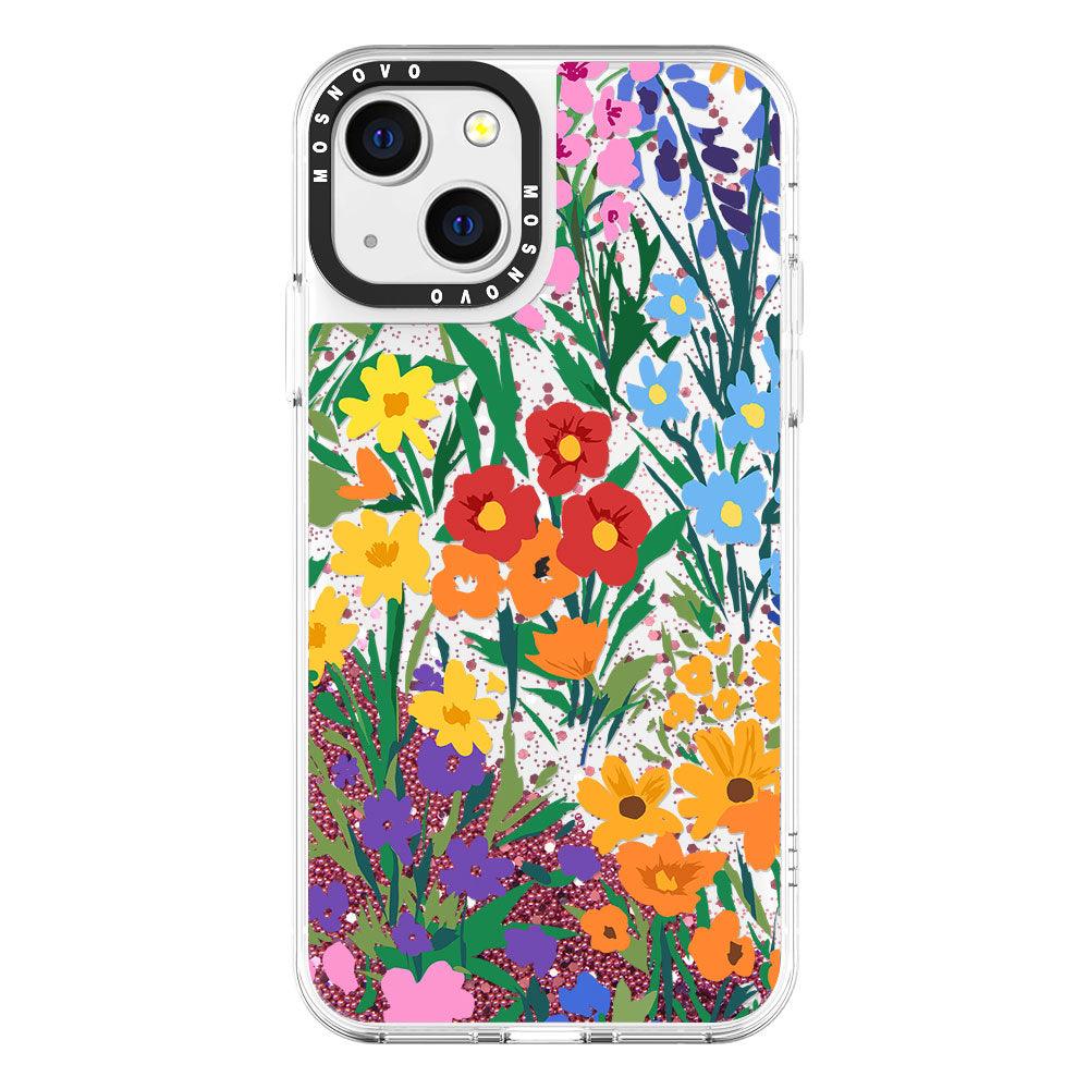 Spring Botanical Flower Floral Glitter Phone Case - iPhone 13 Case - MOSNOVO