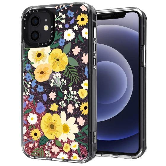 Spring Wild Floral Glitter Phone Case - iPhone 12 Mini Case - MOSNOVO