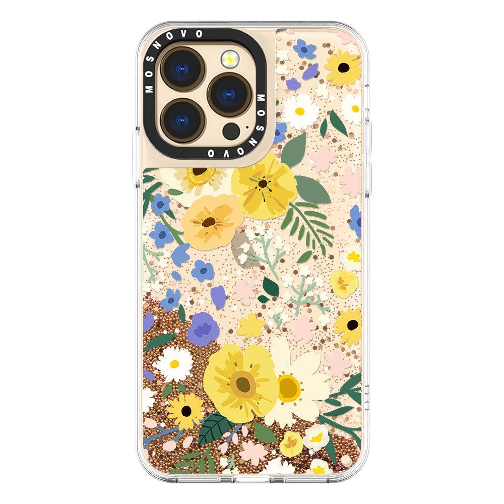 Spring Wild Floral Glitter Phone Case - iPhone 13 Pro Case - MOSNOVO