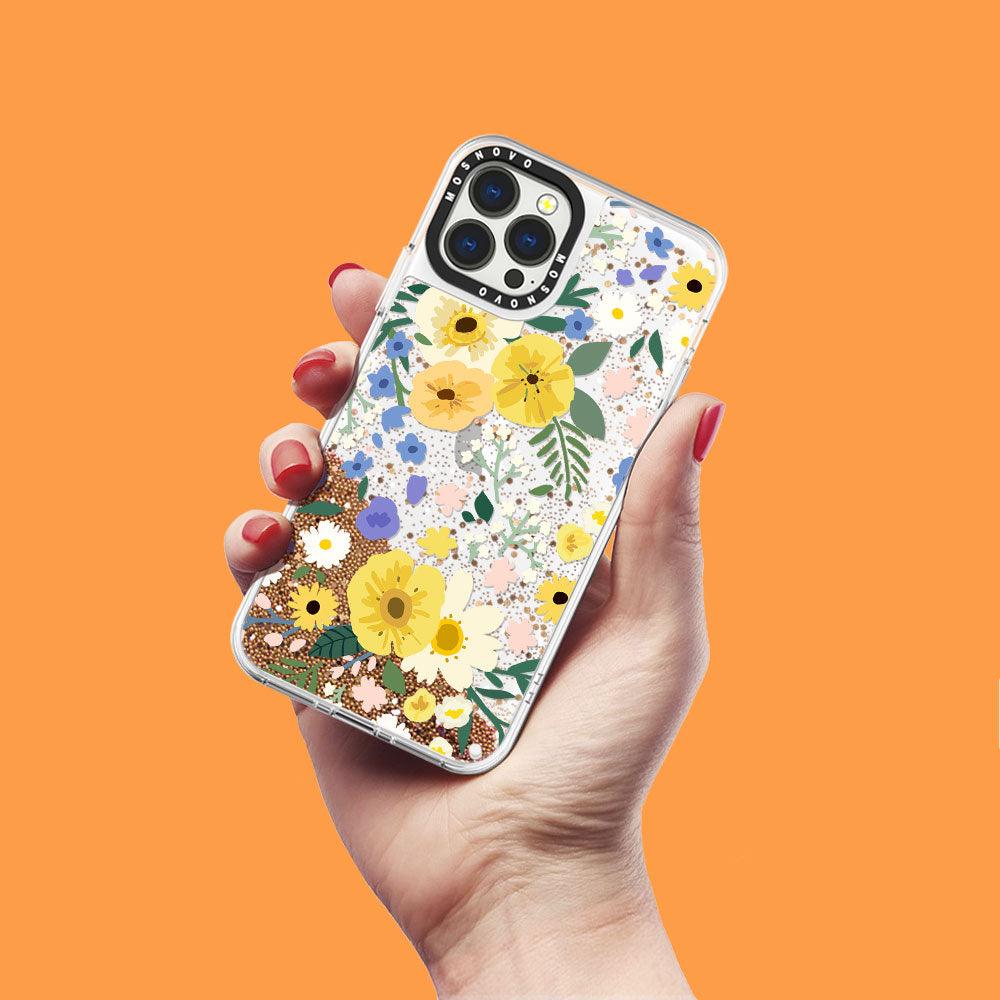 Spring Wild Floral Glitter Phone Case - iPhone 13 Pro Max Case - MOSNOVO