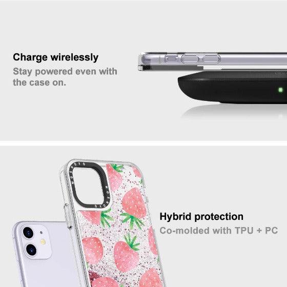 Strawberry Glitter Phone Case - iPhone 11 Case - MOSNOVO