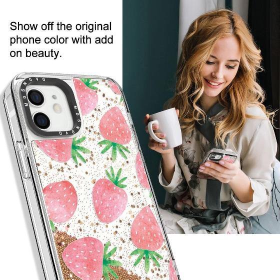 Strawberry Glitter Phone Case - iPhone 12 Case - MOSNOVO