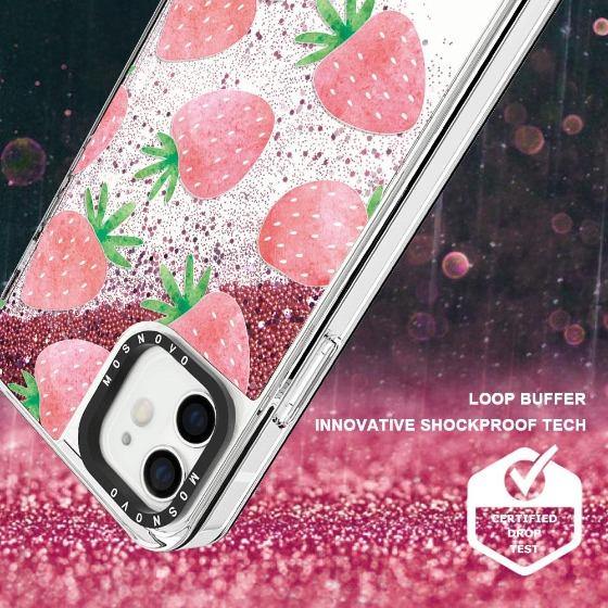 Strawberry Glitter Phone Case - iPhone 12 Mini Case - MOSNOVO