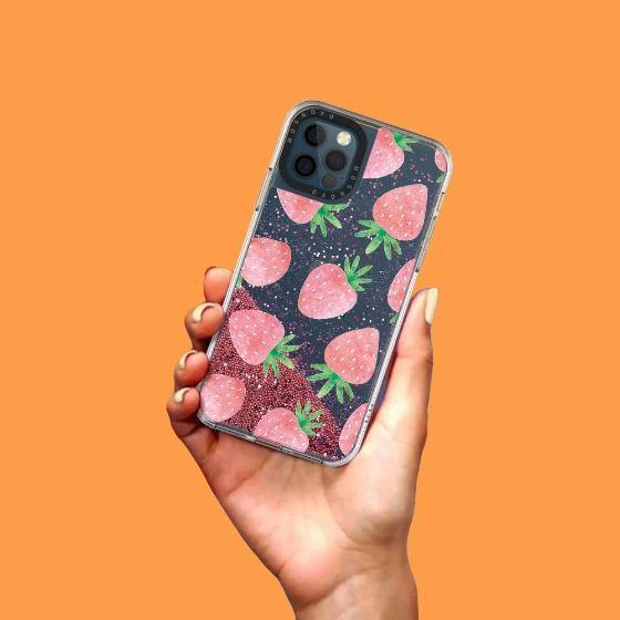 Strawberry Glitter Phone Case - iPhone 12 Pro Case - MOSNOVO