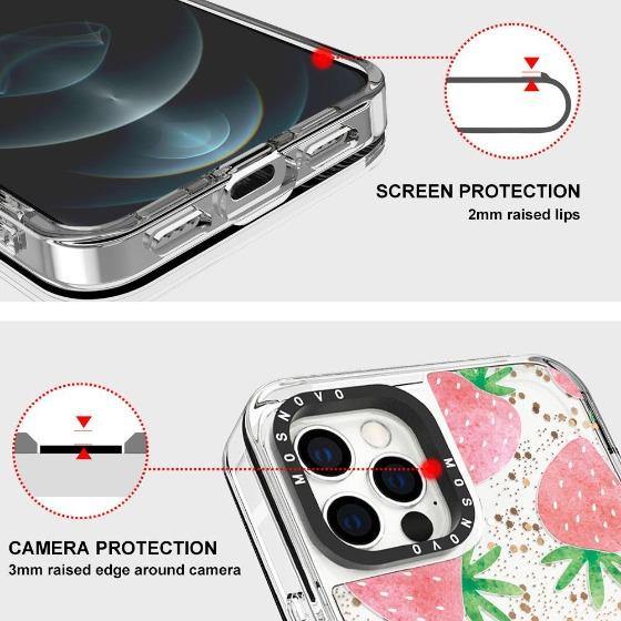 Strawberry Glitter Phone Case - iPhone 12 Pro Max Case - MOSNOVO