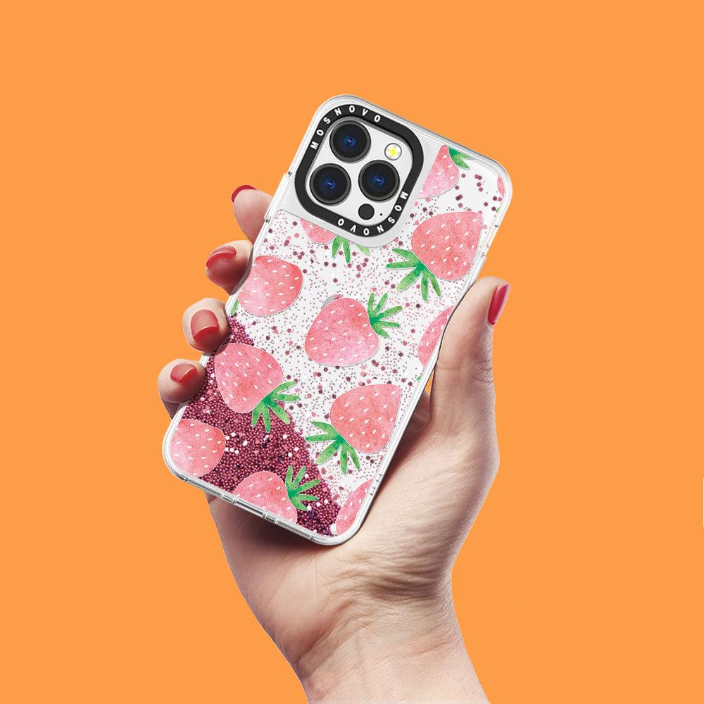 Strawberry Glitter Phone Case - iPhone 13 Pro Case - MOSNOVO