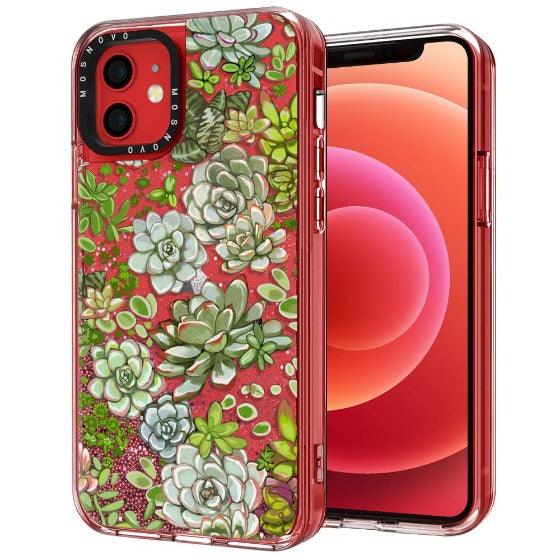 Succulent Glitter Phone Case - iPhone 12 Mini Case - MOSNOVO