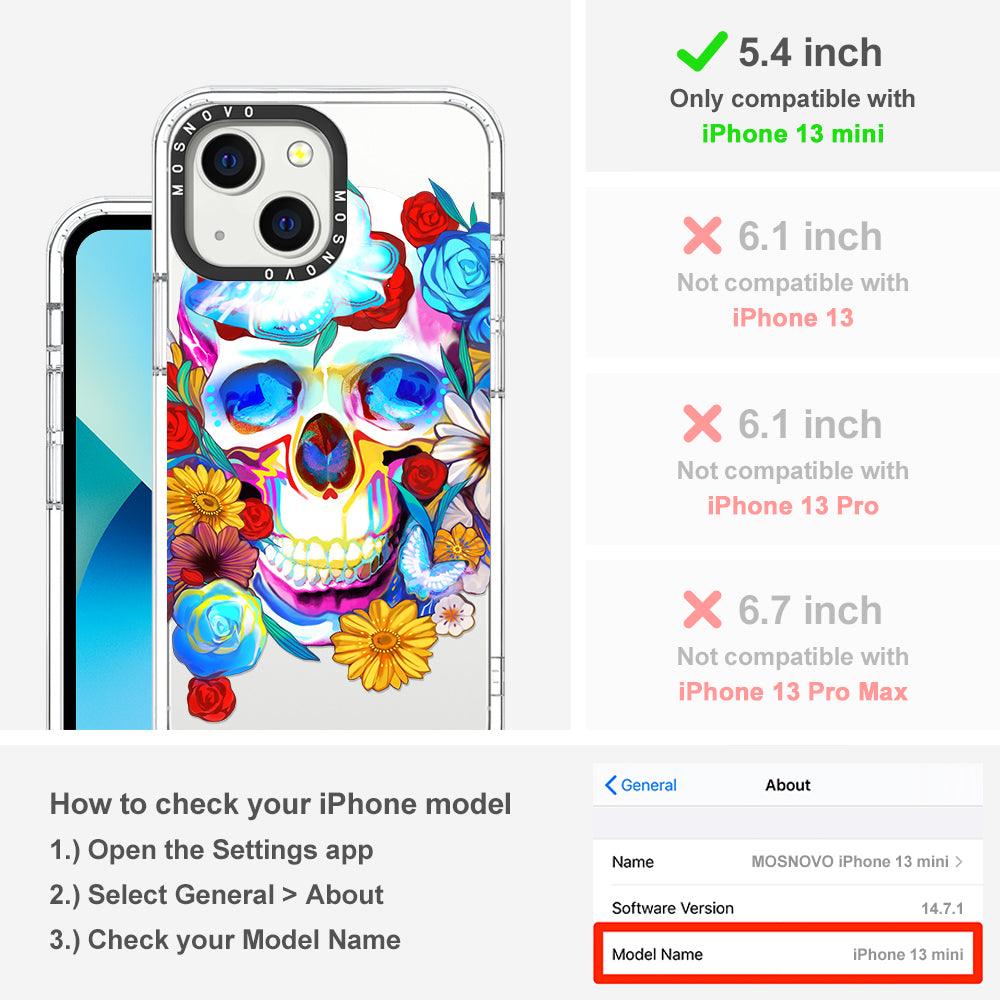 Neon Skull Phone Case - iPhone 13 Mini Case - MOSNOVO