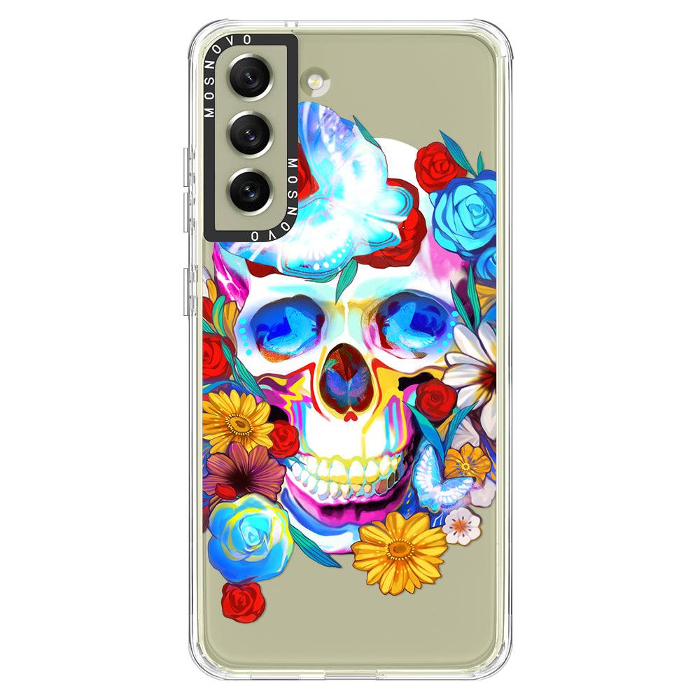 Sugar Flower Skull Phone Case - Samsung Galaxy S21 FE Case - MOSNOVO