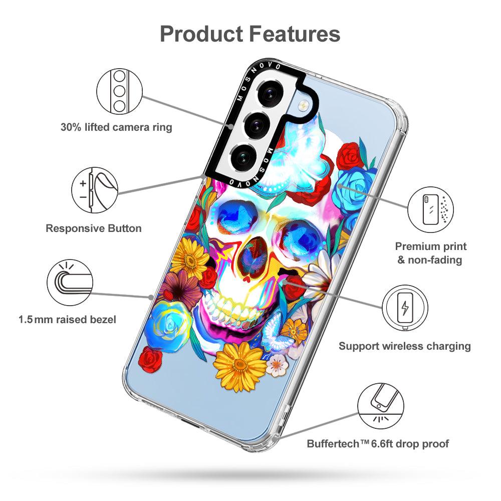 Sugar Flower Skull Phone Case - Samsung Galaxy S22 Case - MOSNOVO