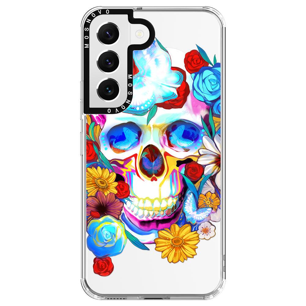 Sugar Flower Skull Phone Case - Samsung Galaxy S22 Case - MOSNOVO