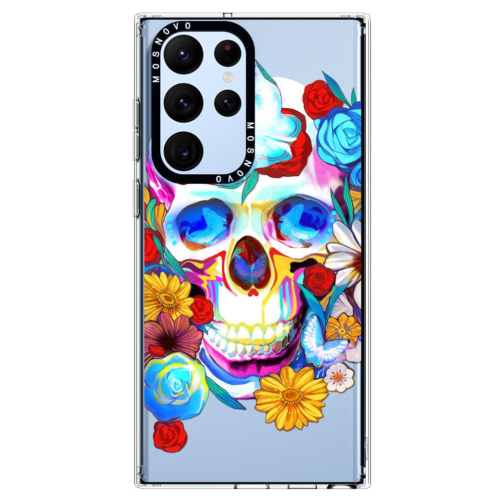 Sugar Flower Skull Phone Case - Samsung Galaxy S22 Ultra Case - MOSNOVO