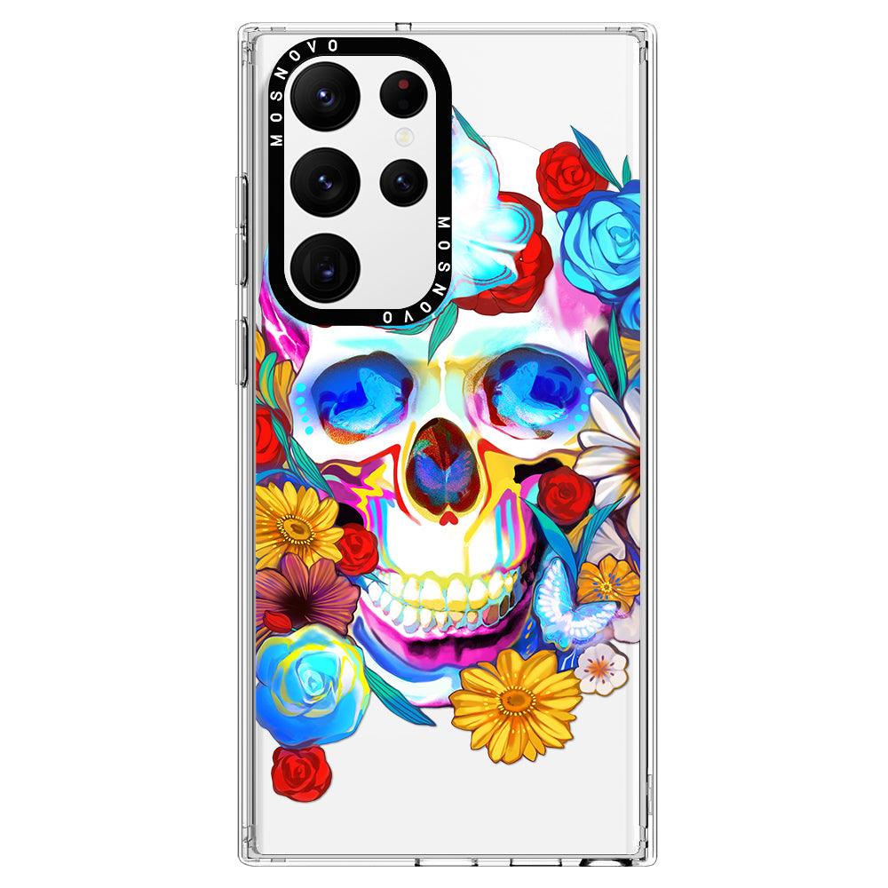 Sugar Flower Skull Phone Case - Samsung Galaxy S22 Ultra Case - MOSNOVO