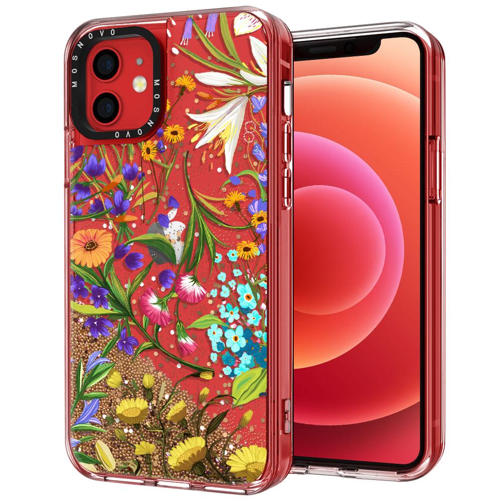 Summer Flower Holidays Glitter Phone Case - iPhone 12 Mini Case - MOSNOVO