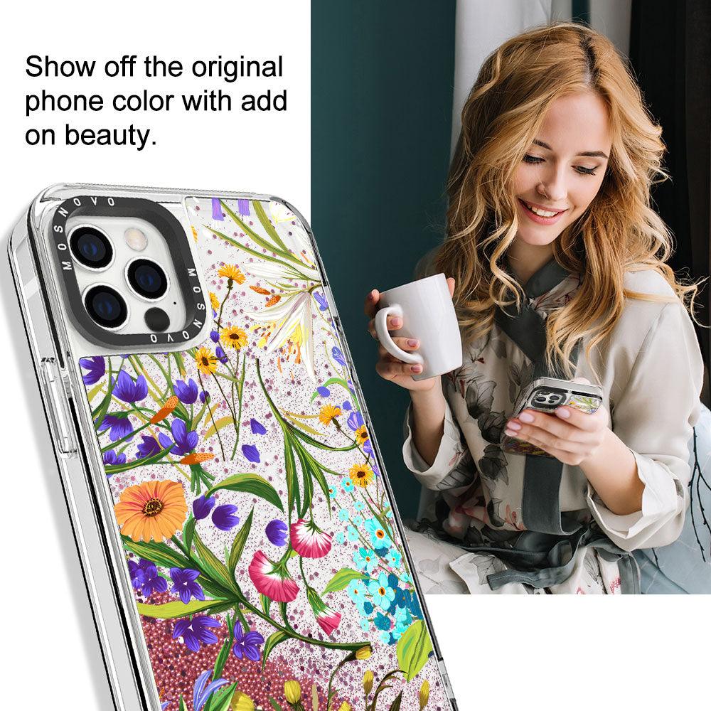 Summer Flower Holidays Glitter Phone Case - iPhone 12 Pro Max Case - MOSNOVO