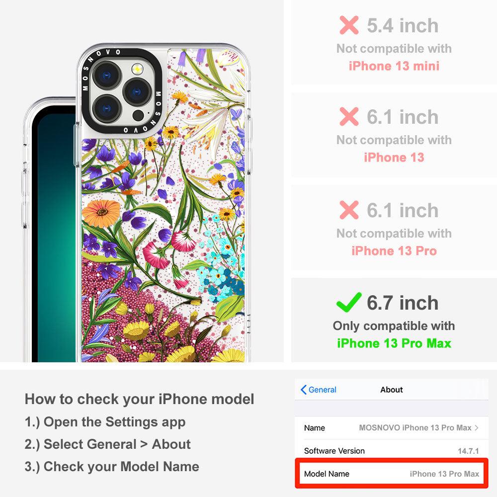 Summer Flower Holidays Glitter Phone Case - iPhone 13 Pro Max Case - MOSNOVO