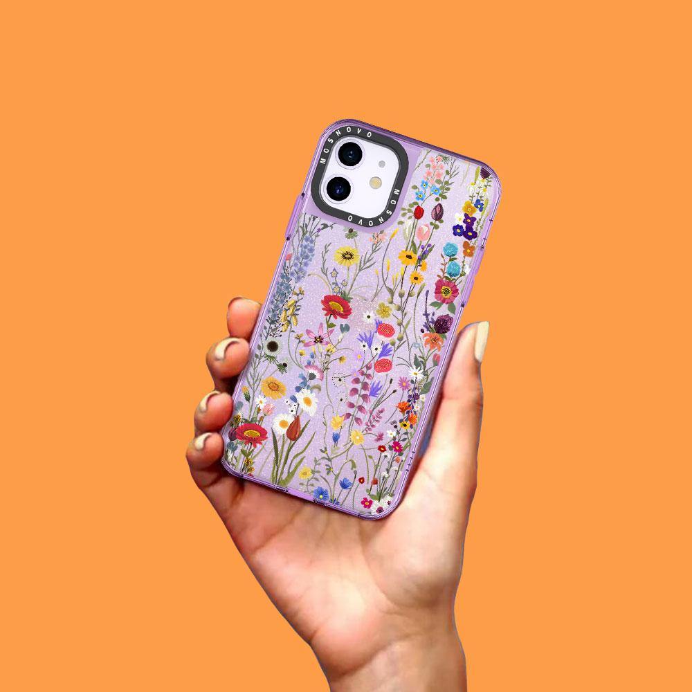 Summer Meadow Glitter Phone Case - iPhone 11 Case - MOSNOVO