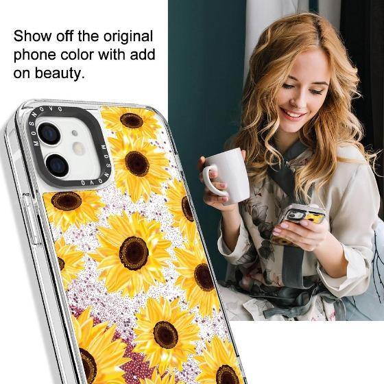 Sunflowers Glitter Phone Case - iPhone 12 Case - MOSNOVO