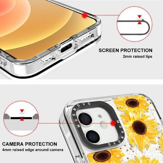 Sunflowers Glitter Phone Case - iPhone 12 Mini Case - MOSNOVO