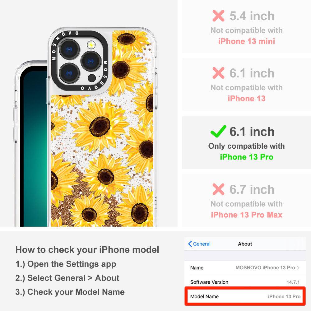 Sunflowers Glitter Phone Case - iPhone 13 Pro Case - MOSNOVO