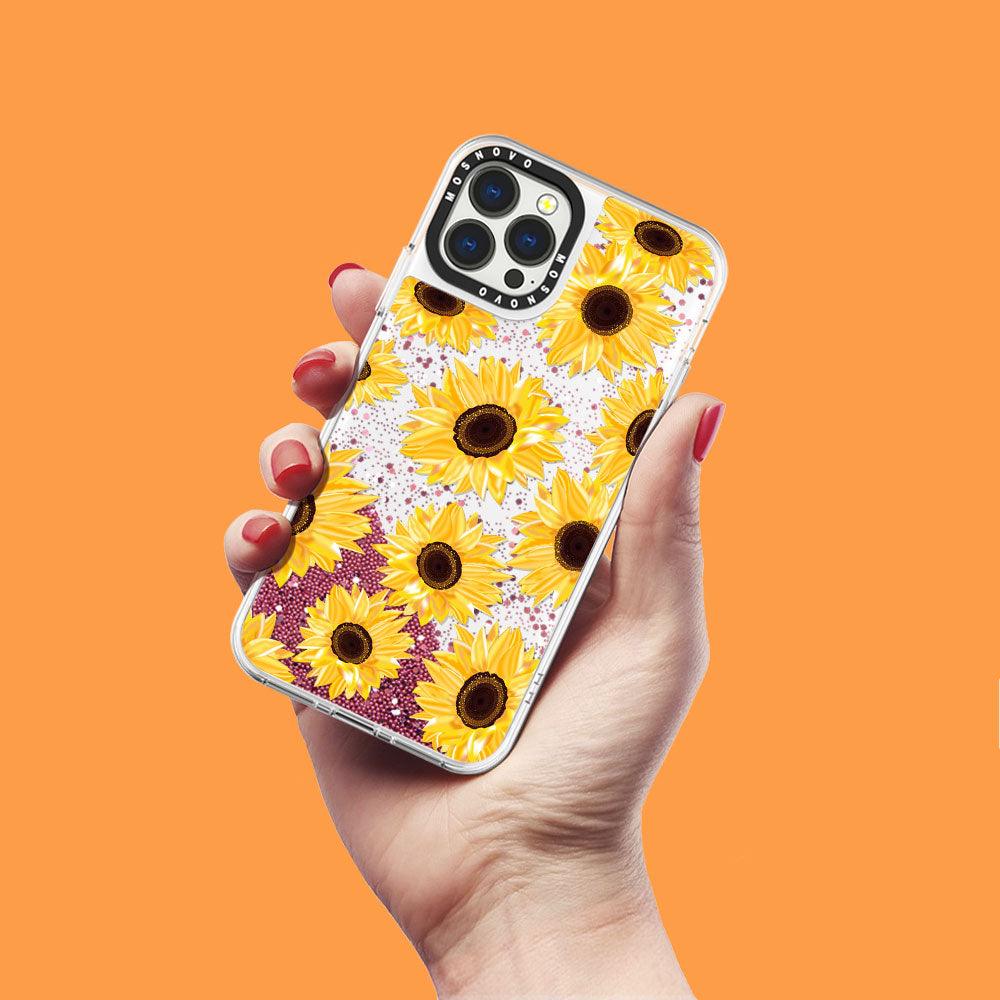 Sunflowers Glitter Phone Case - iPhone 13 Pro Max Case - MOSNOVO