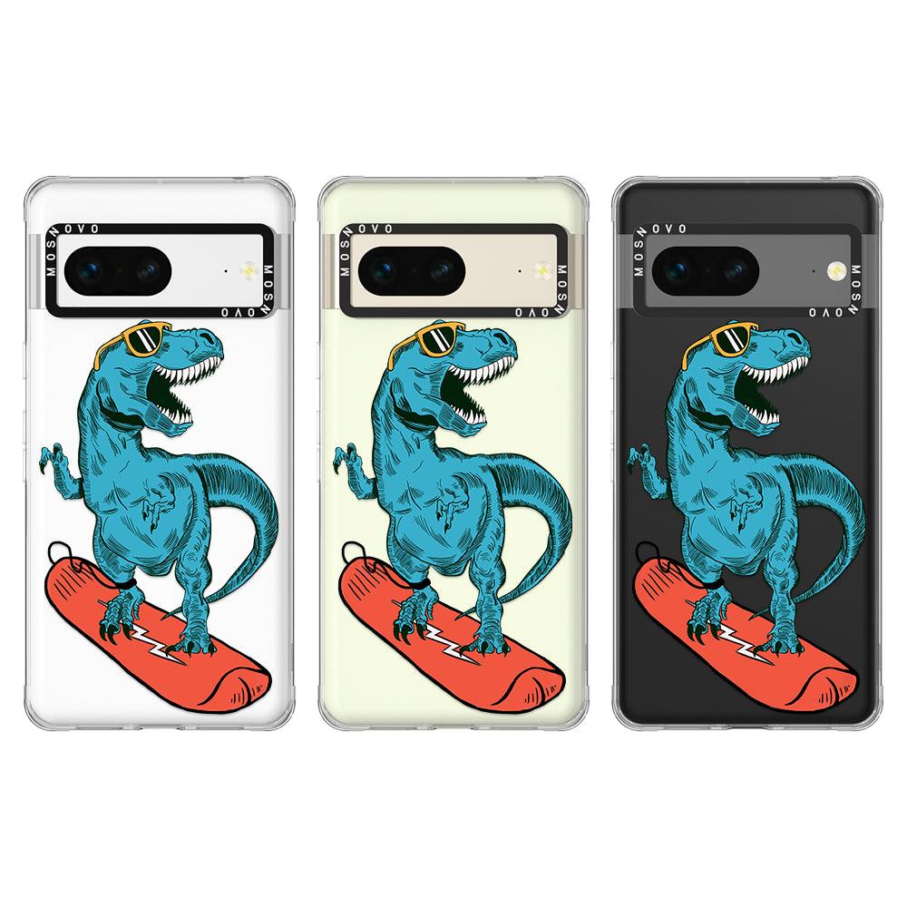 Surfing Dinosaur Phone Case - Google Pixel 7 Case - MOSNOVO