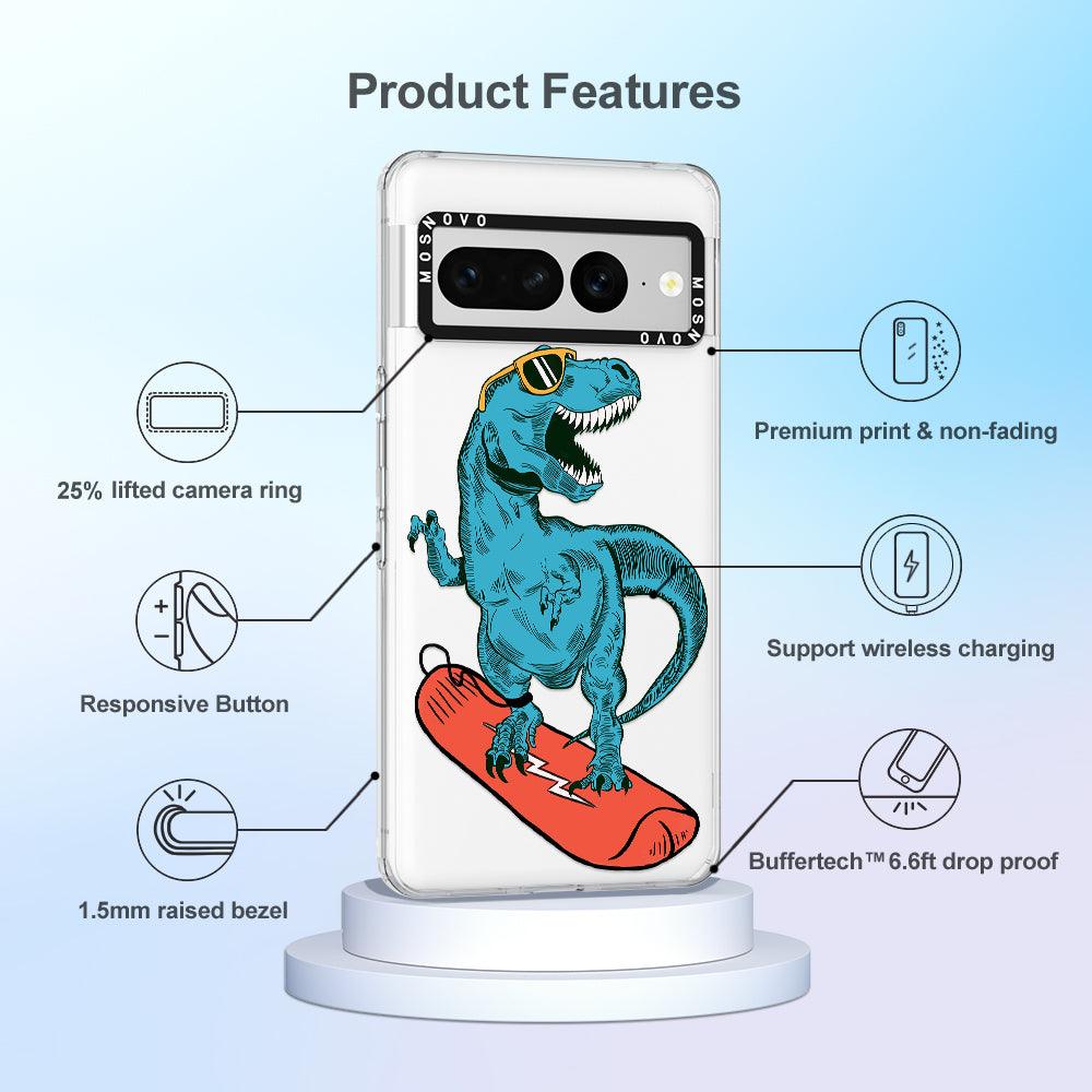 Surfing Dinosaur Phone Case - Google Pixel 7 Pro Case - MOSNOVO