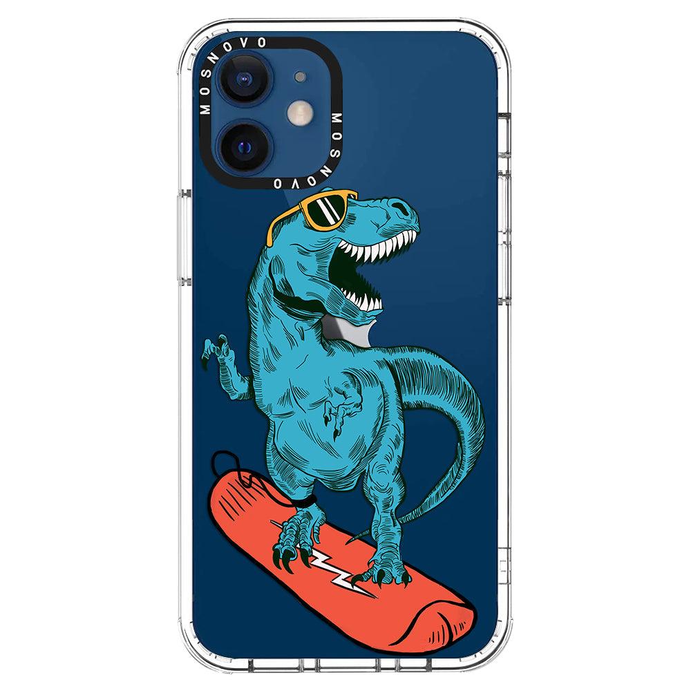 Surfing Dinosaur Phone Case - iPhone 12 Case - MOSNOVO