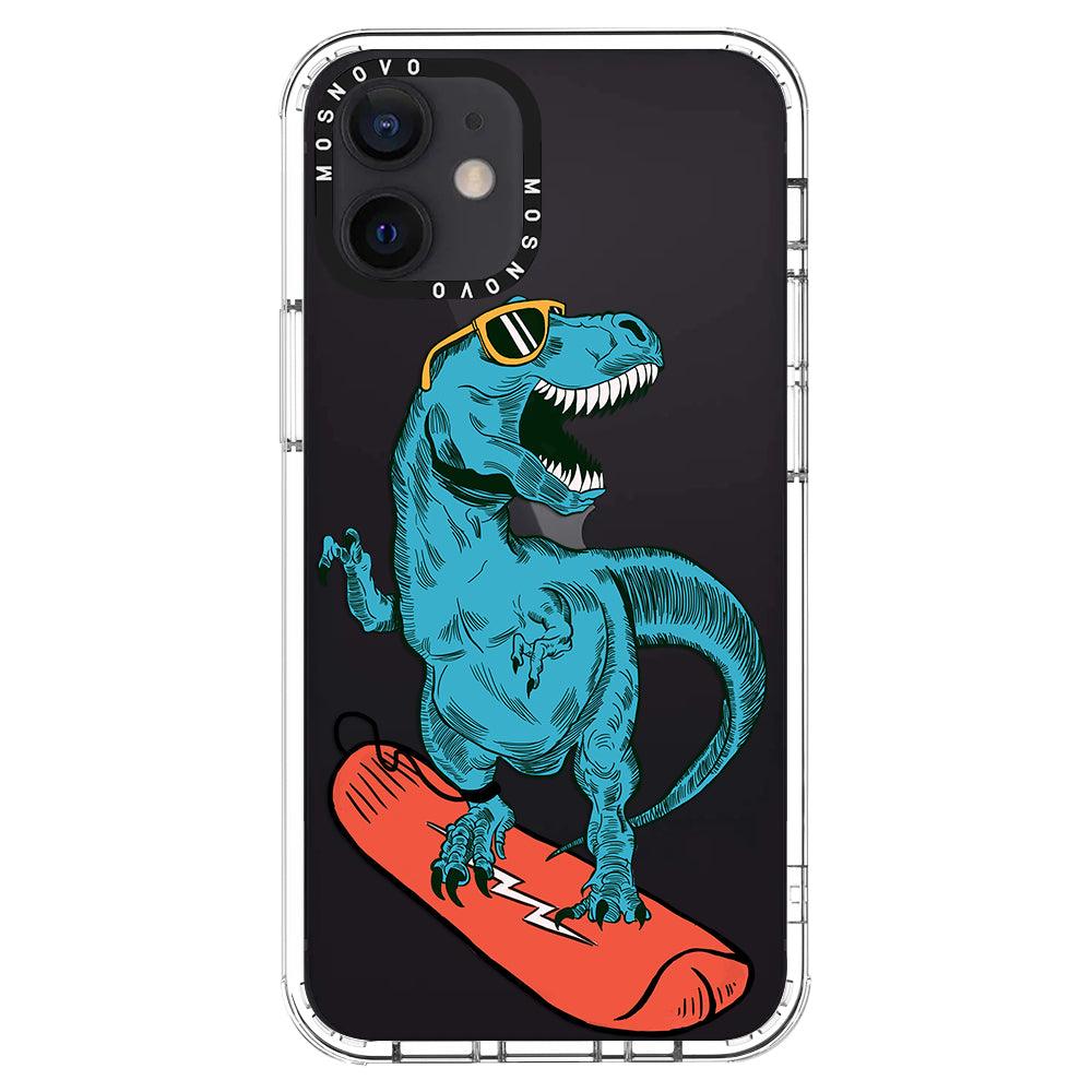 Surfing Dinosaur Phone Case - iPhone 12 Mini Case - MOSNOVO