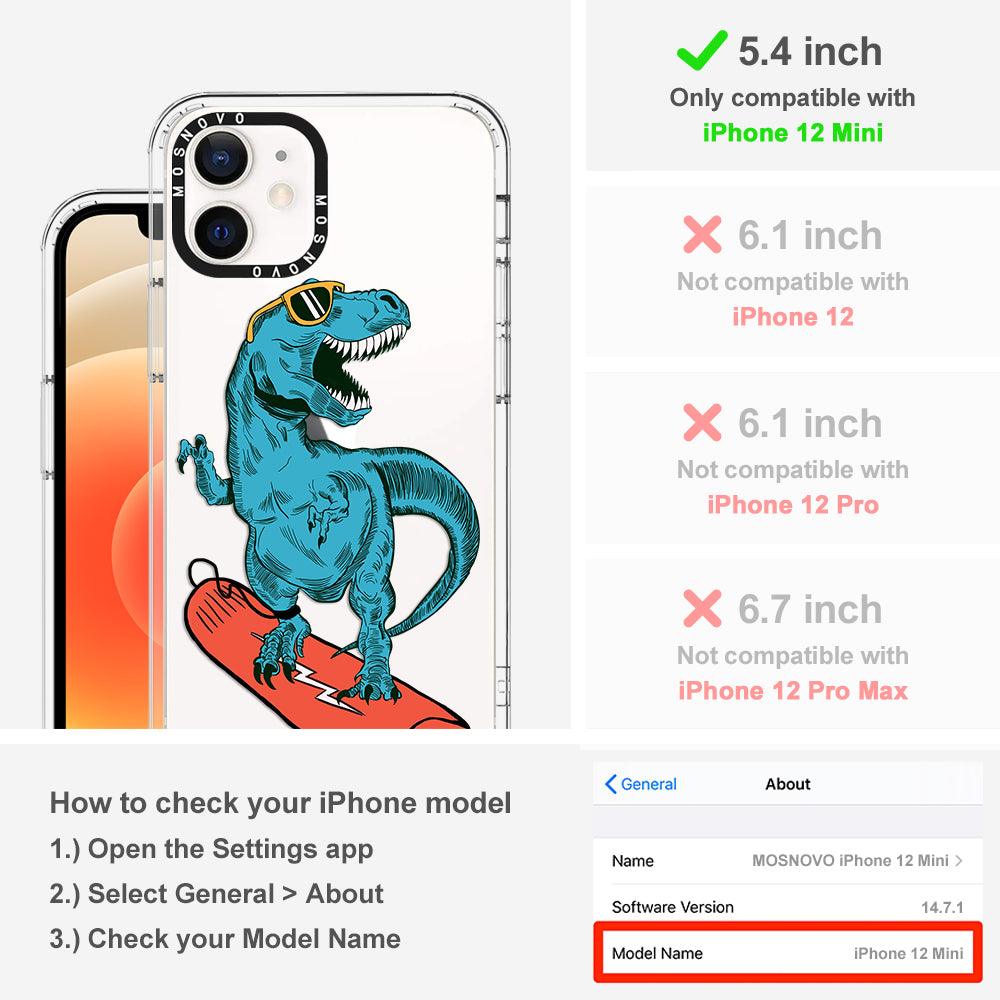 Surfing Dinosaur Phone Case - iPhone 12 Mini Case - MOSNOVO