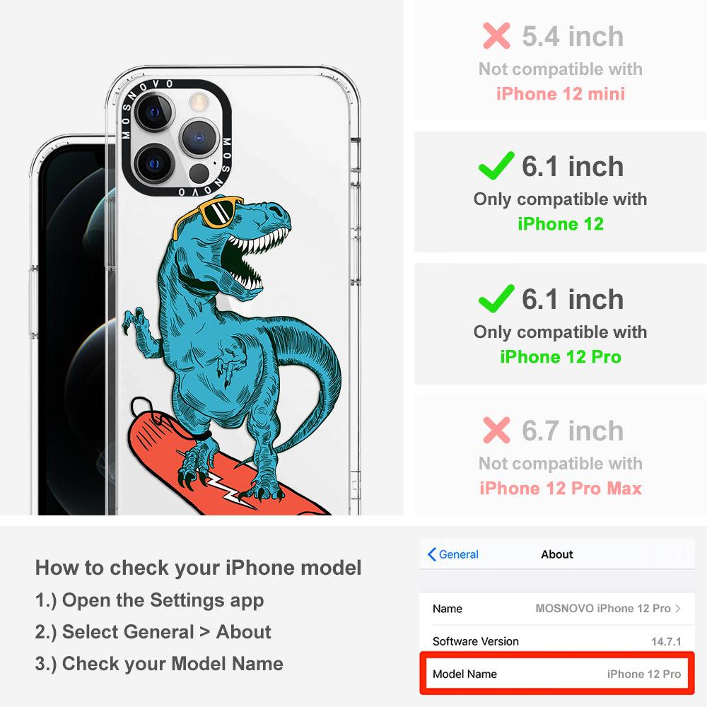 Surfing Dinosaur Phone Case - iPhone 12 Pro Case - MOSNOVO