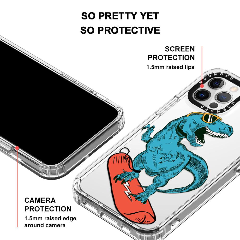 Surfing Dinosaur Phone Case - iPhone 12 Pro Case - MOSNOVO