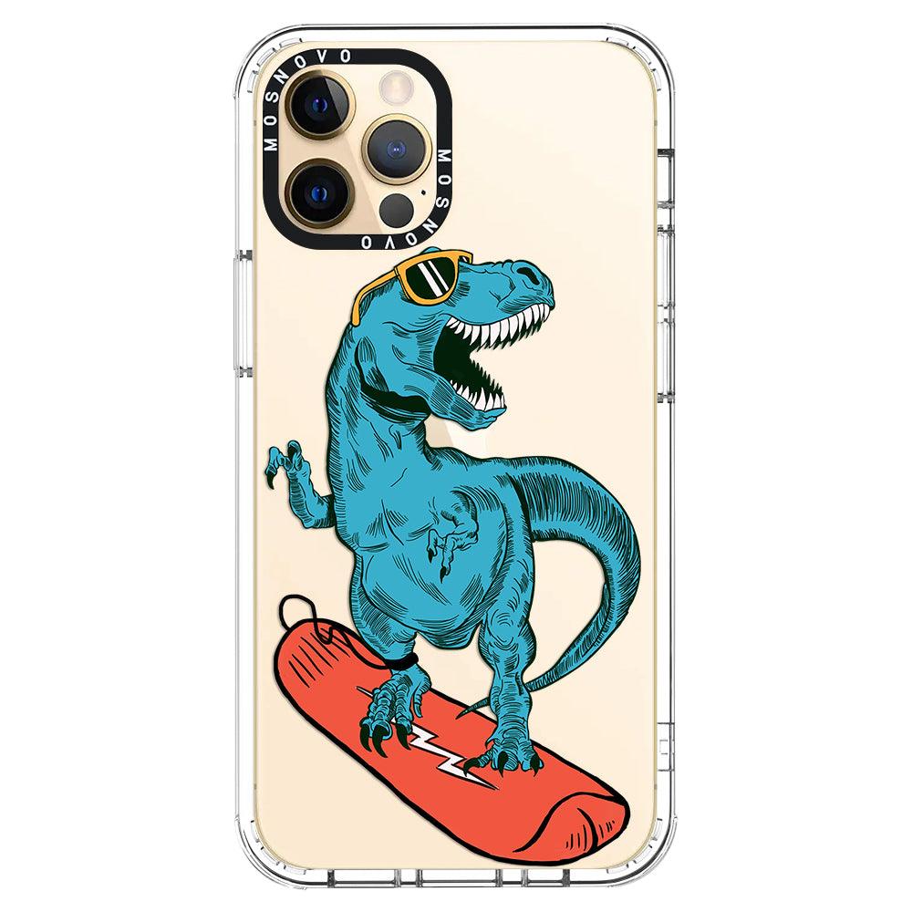 Surfing Dinosaur Phone Case - iPhone 12 Pro Max Case - MOSNOVO