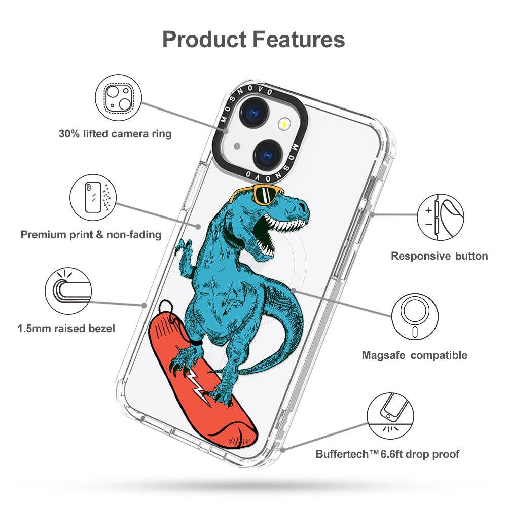 Surfing Dinosaur Phone Case - iPhone 13 Case - MOSNOVO