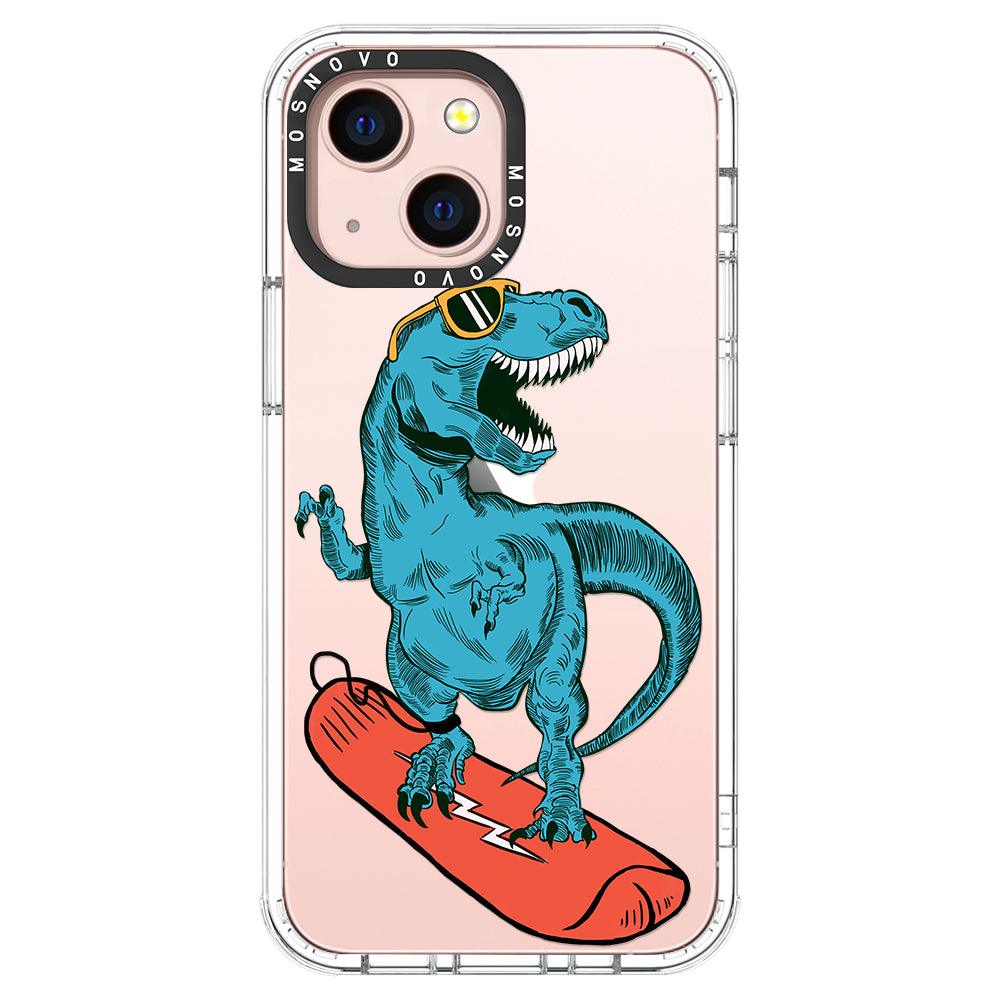 Surfing Dinosaur Phone Case - iPhone 13 Mini Case - MOSNOVO