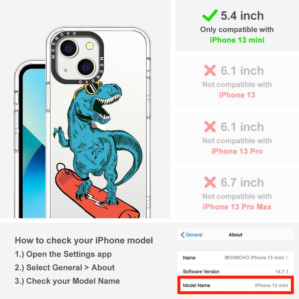 Surfing Dinosaur Phone Case - iPhone 13 Mini Case - MOSNOVO