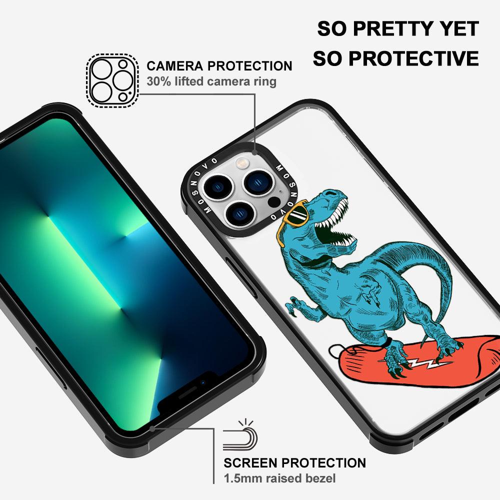 Surfing Dinosaur Phone Case - iPhone 13 Pro Max Case - MOSNOVO